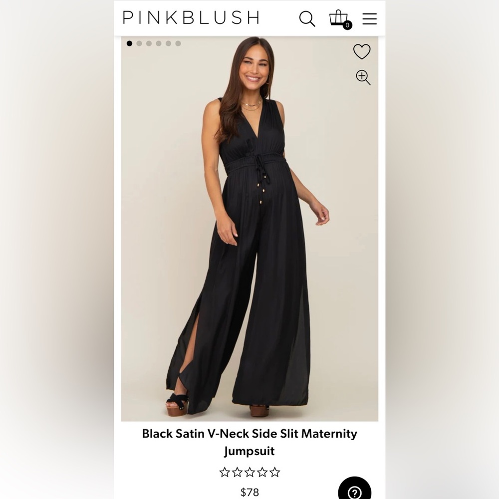 Pink blush black satin vneck maternity jumpsuit-NWT